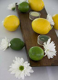 centerpiece with limes and lemons