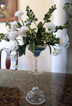 centerpiece with martini glasses